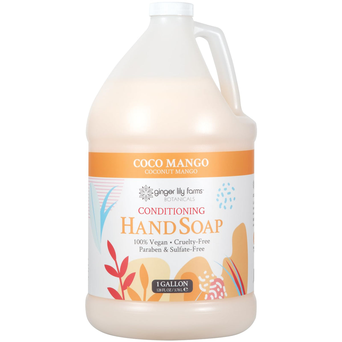 Ginger Lily Farms Botanicals Coco Mango hand soap bottle delivering a rich cleanse for daily use.