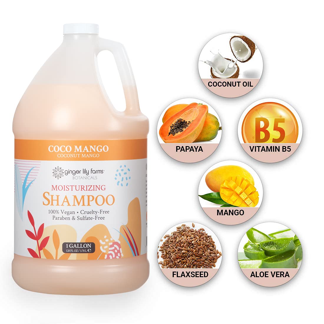 Ginger Lily Farms Botanicals Coco Mango backbar dispenser ready for salon use