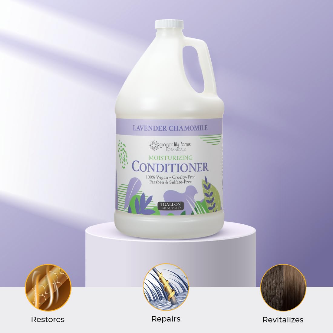 Ginger Lily Farms Botanicals gallon refill packaging for salon backbars.