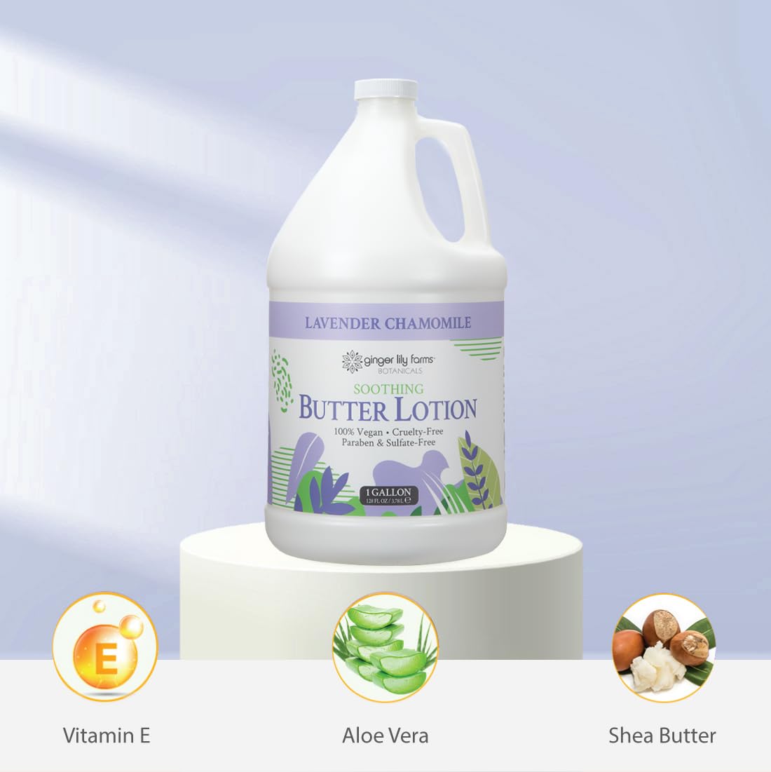Ginger Lily Farms cruelty-free packaging badge signals vegan, ethical use.