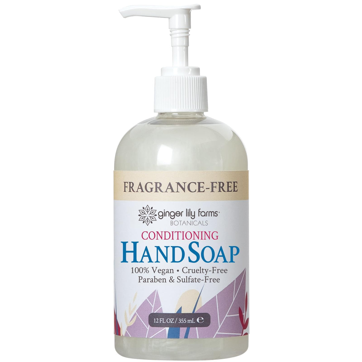 Ginger Lily Farms Botanicals hand soap bottle for fragrance-free cleansing on sensitive skin.