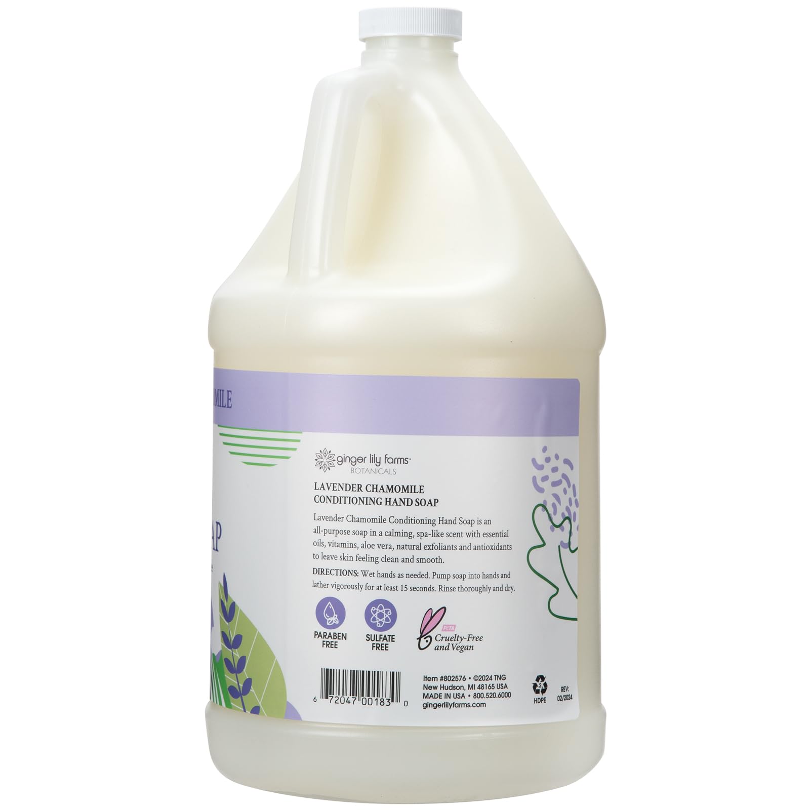 Close-up of the Ginger Lily Farms Botanicals label showing vegan and cruelty-free formulation.