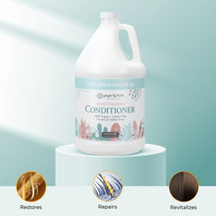 Ginger Lily Farms Botanicals Moisturizing Conditioner gallon refill being poured for salon use