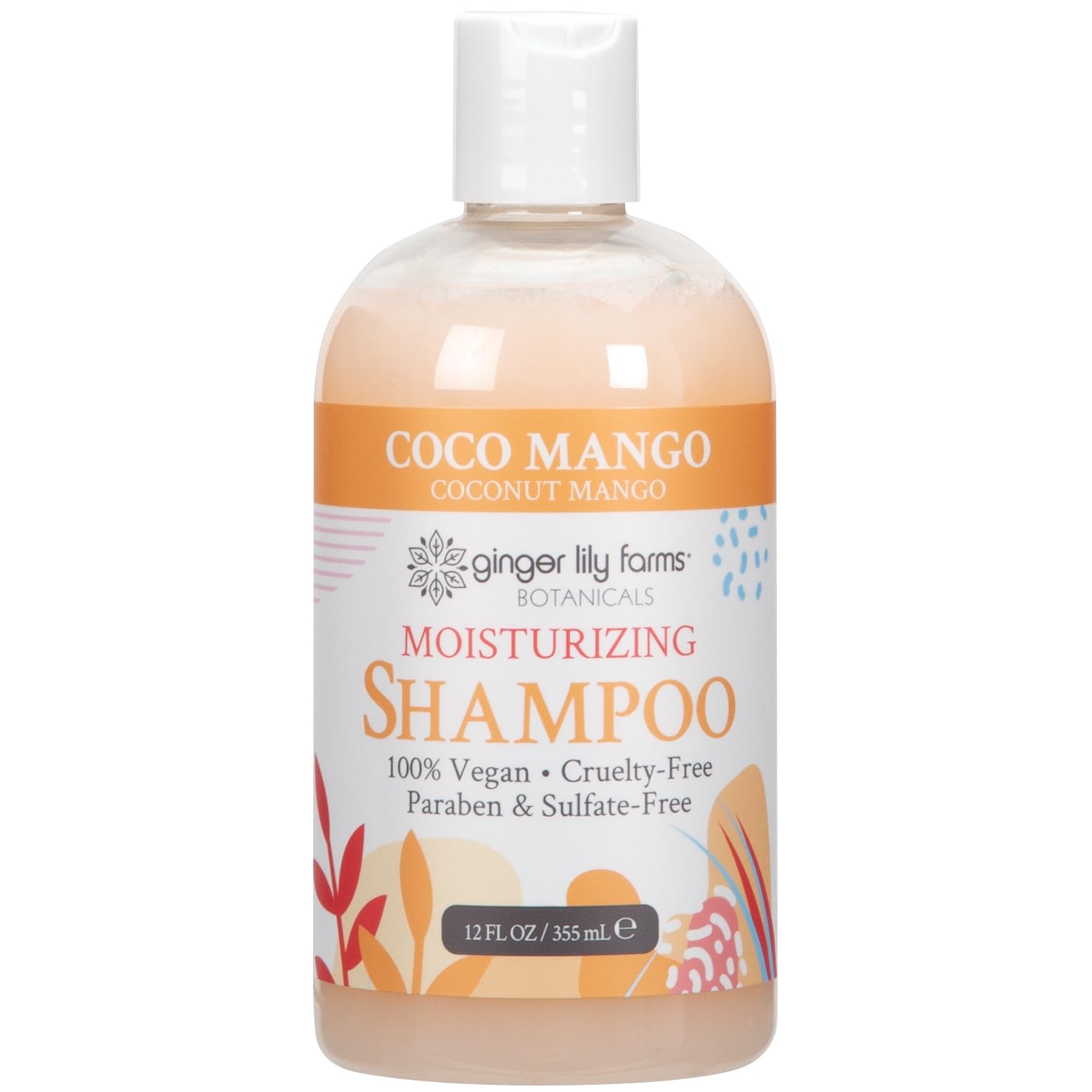 Ginger Lily Farms Coco Mango shampoo bottle delivering hydration for all hair types.