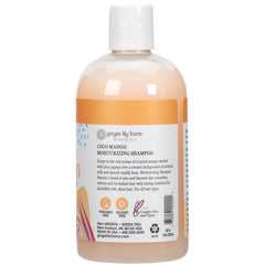 Ginger Lily Farms Coco Mango shampoo lather close-up with tropical scent.
