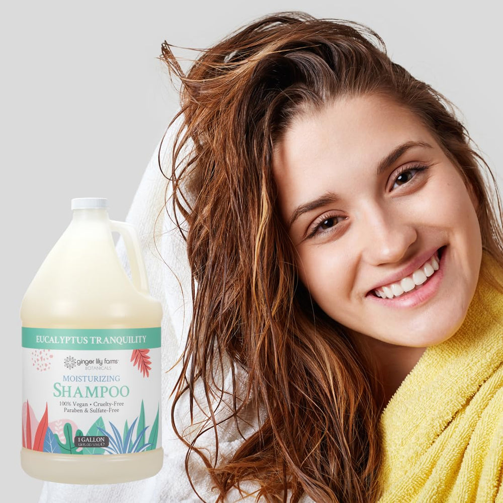 Ginger Lily Farms Botanicals gallon-refill on shelf for easy home refills.