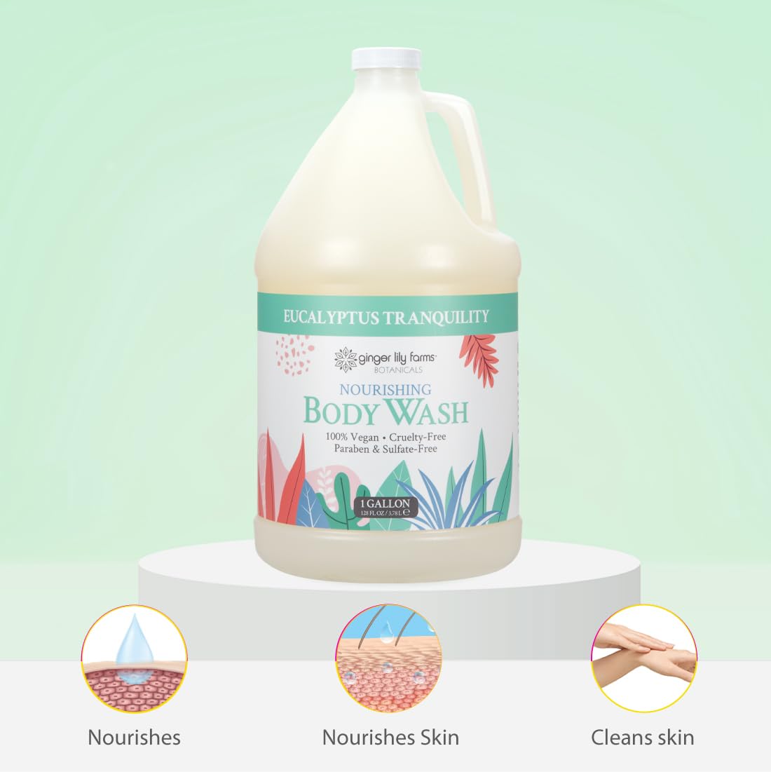 Ginger Lily Farms Botanicals Nourishing Body Wash 1-gallon refill reduces plastic waste.