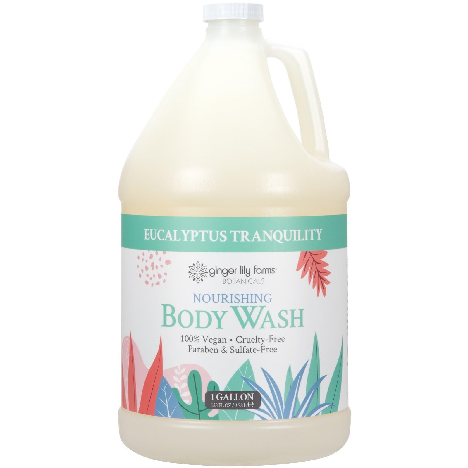 Ginger Lily Farms Botanicals Nourishing Body Wash bottle with Eucalyptus Tranquility for gentle cleansing.