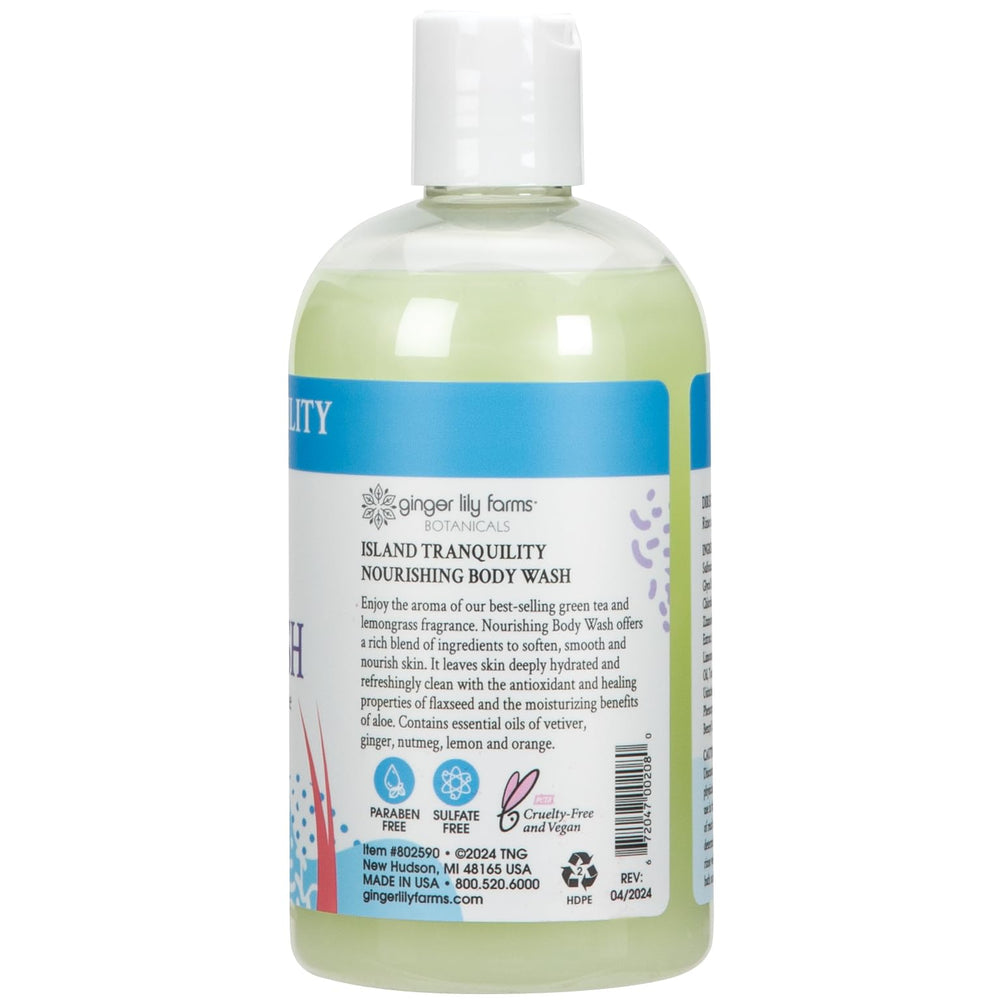 Ginger Lily Farms body wash foamy lather with green tea and lemongrass scent.