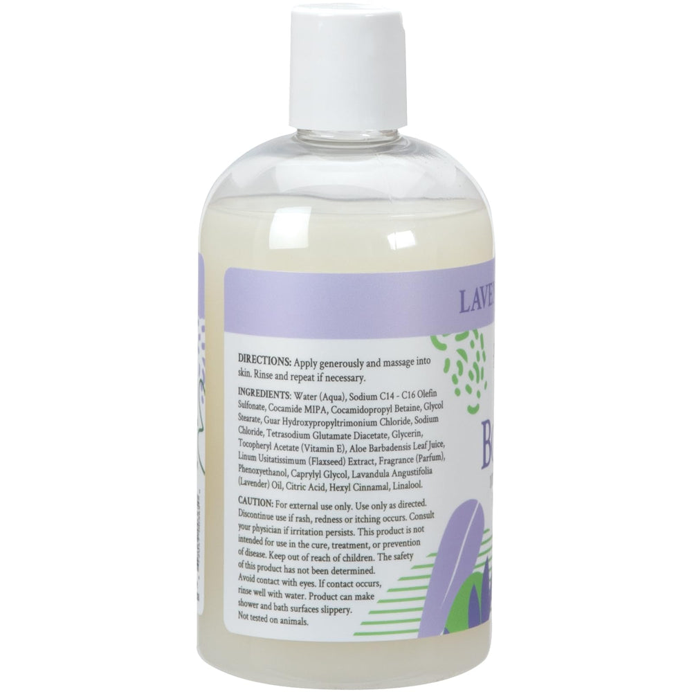 Ginger Lily Farms Botanicals Nourishing Body Wash label highlights vegan, cruelty-free formula.