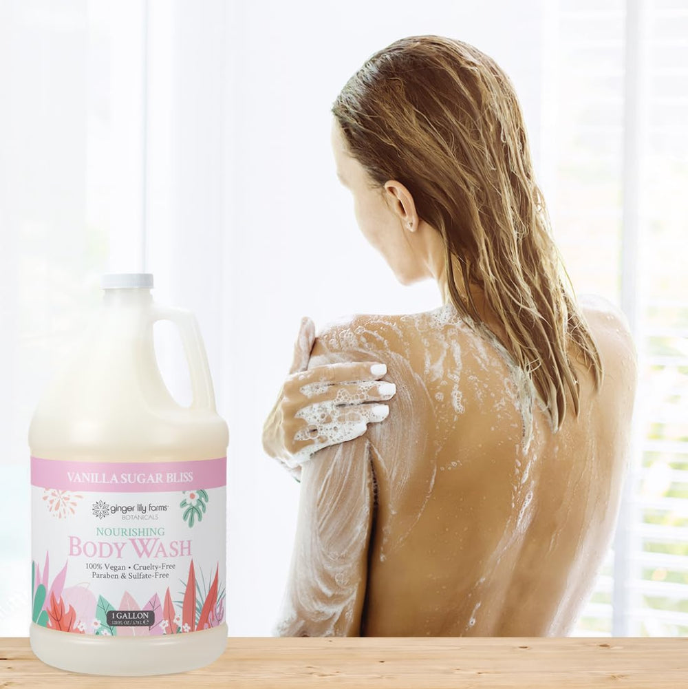 Ginger Lily Farms Botanicals Nourishing Body Wash spa dispensers in a facility
