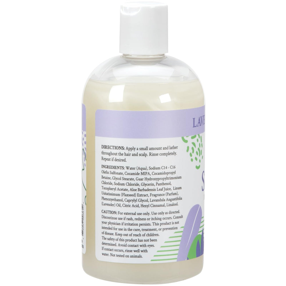 Ginger Lily Farms Botanicals shampoo label close-up highlighting vegan formula.
