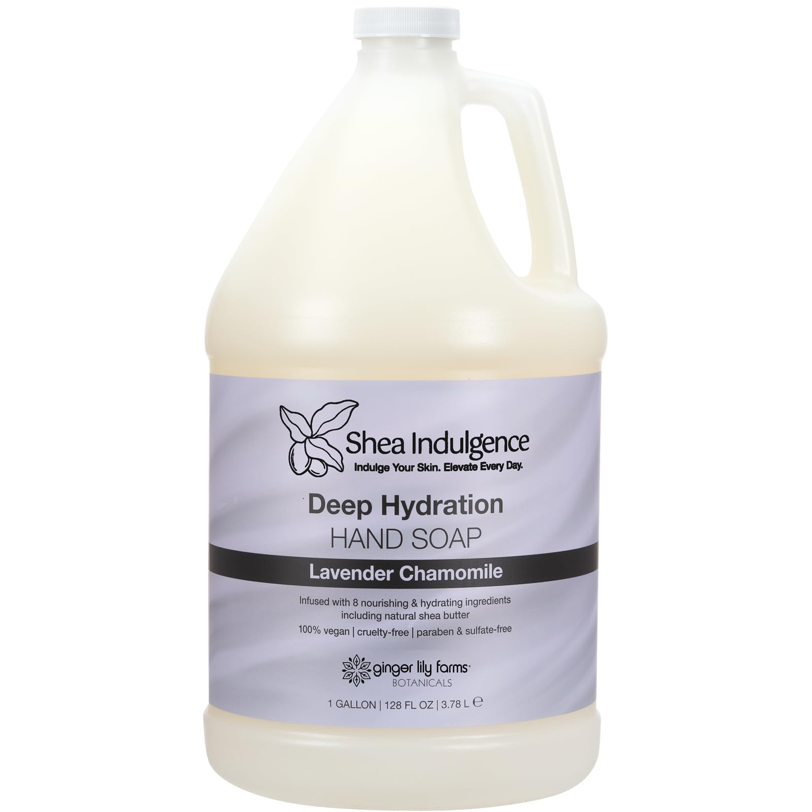 Ginger Lily Farms Botanicals Shea Indulgence bottle pour for smooth, luxurious hand washing.