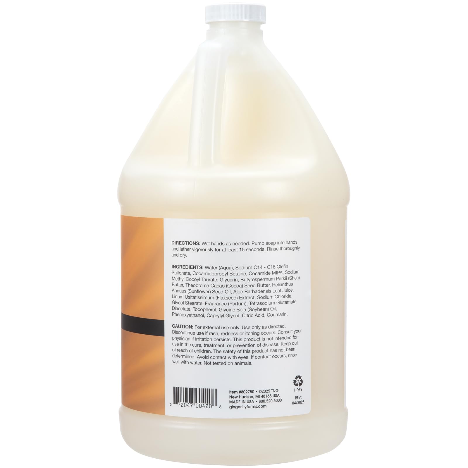 Close-up of rich lather from Ginger Lily Farms Shea Indulgence deep hydration hand soap.