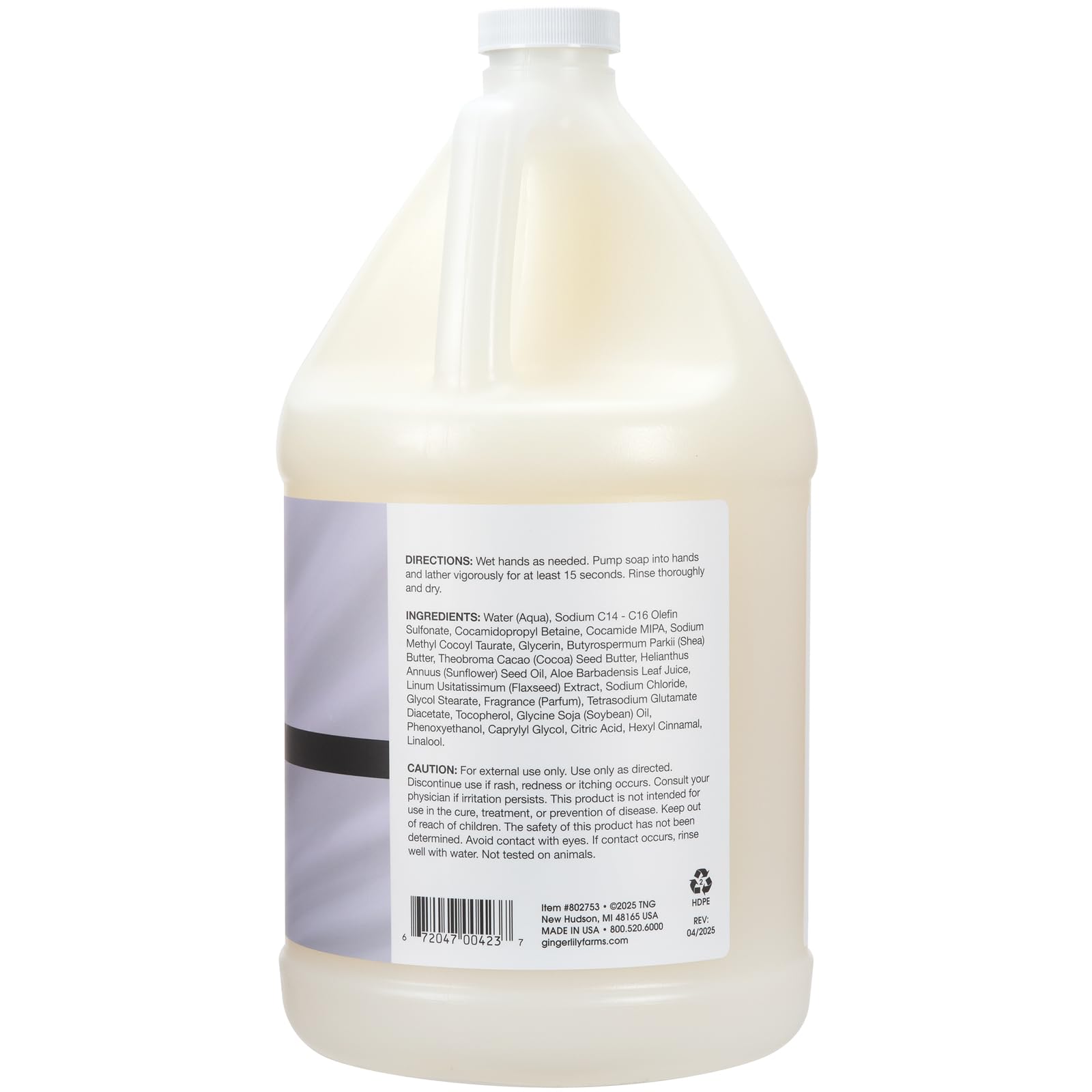 Ginger Lily Farms Botanicals Shea Indulgence rich foam lather delivers gentle cleansing.