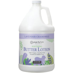 Ginger Lily Farms Soothing Butter Lotion bottle close-up showing rich hydration for soft skin.