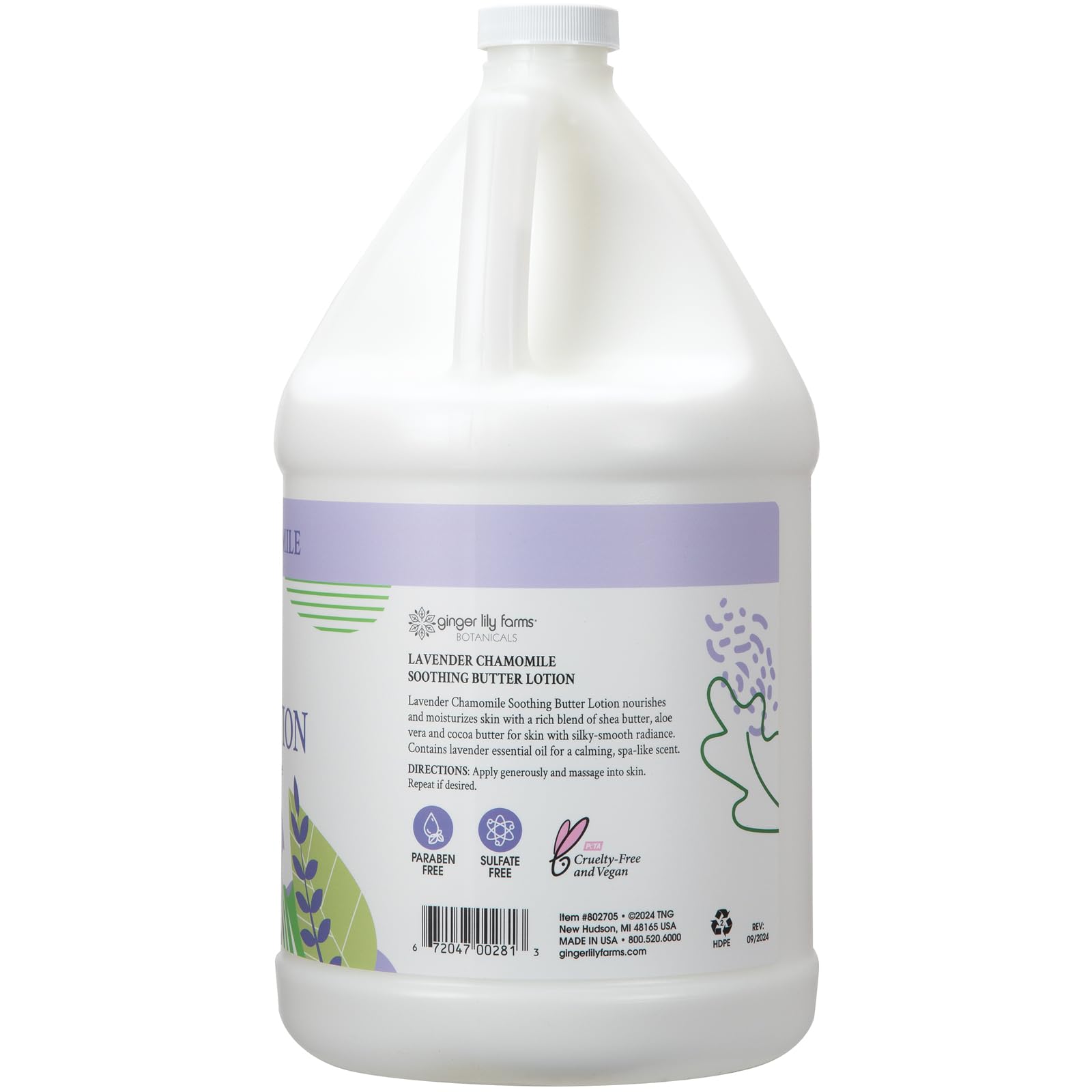 Ginger Lily Farms Botanicals soothing butter lotion texture close-up highlights quick absorption.