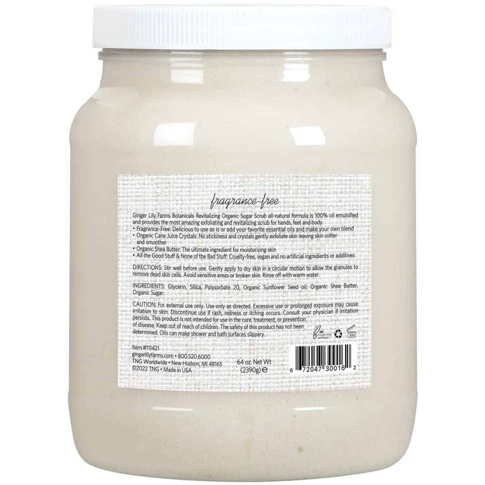 Ginger Lily Farms Botanicals Unscented Sugar Scrub closeup texture for smooth skin