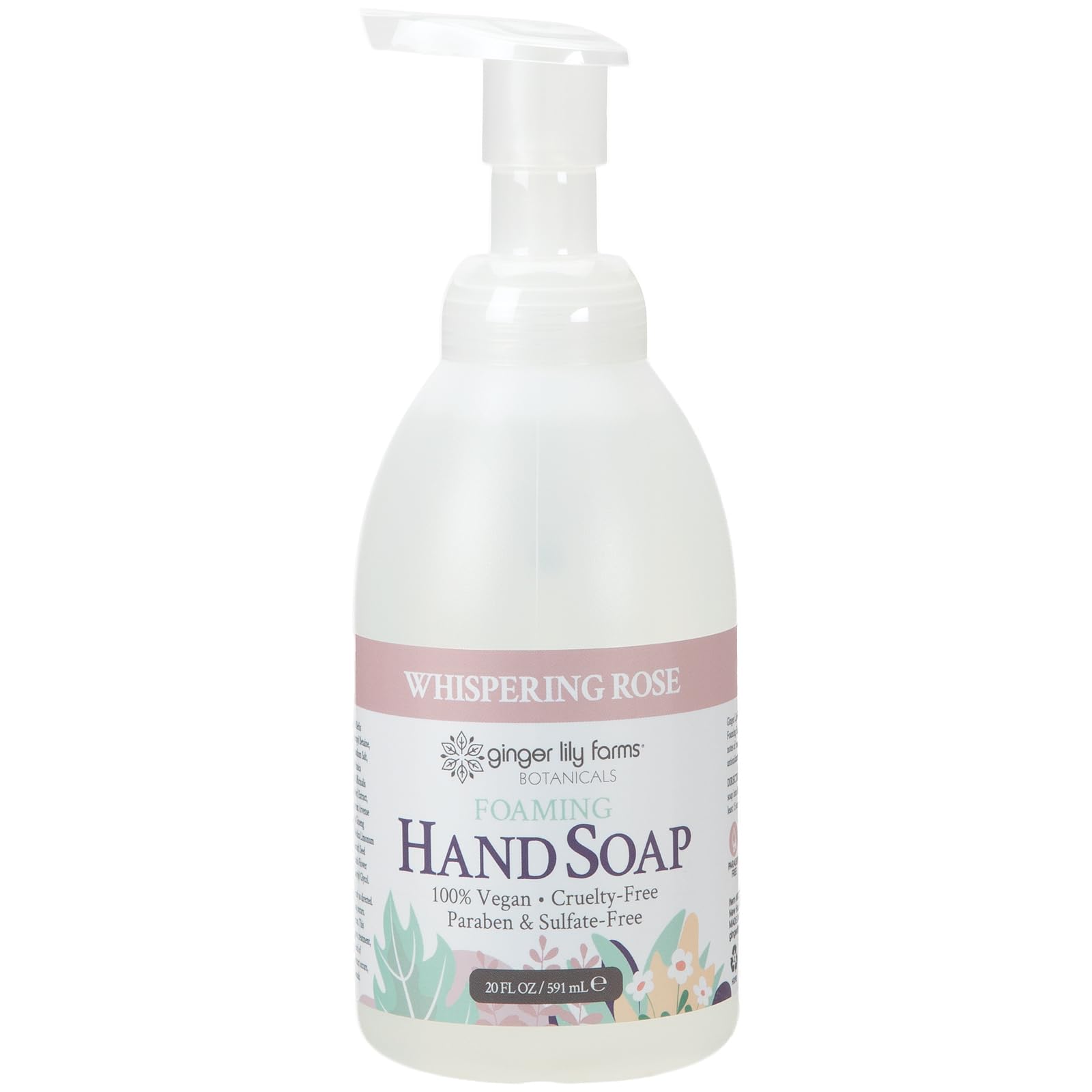 Whispering Rose scent label on Ginger Lily Farms Botanicals bottle