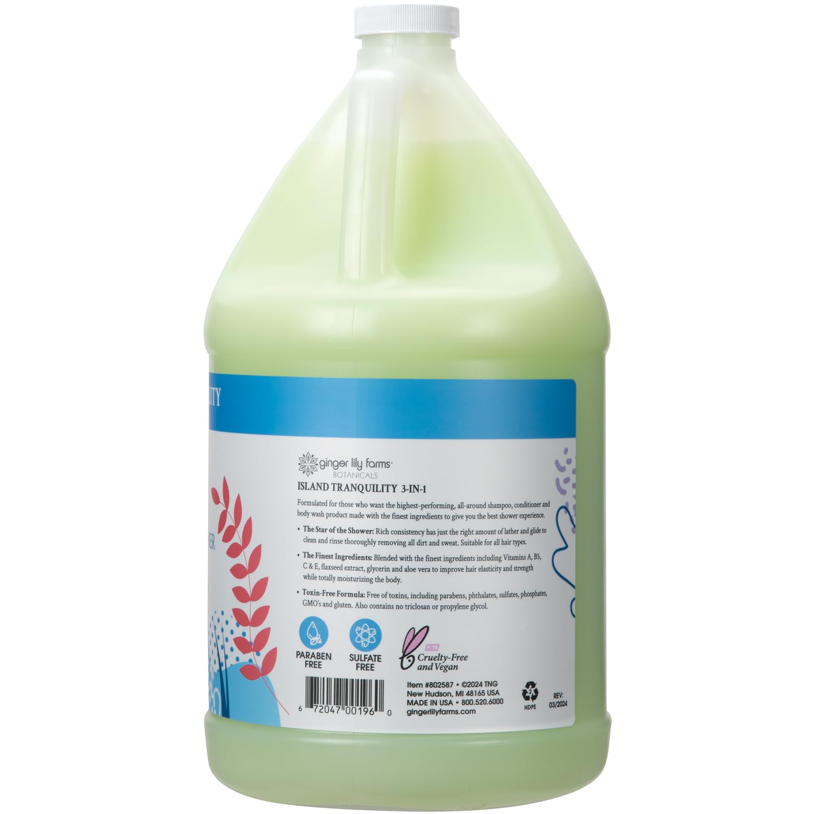 Ginger Lily Farms bottle pour demonstrating easy dispensing for shower routine