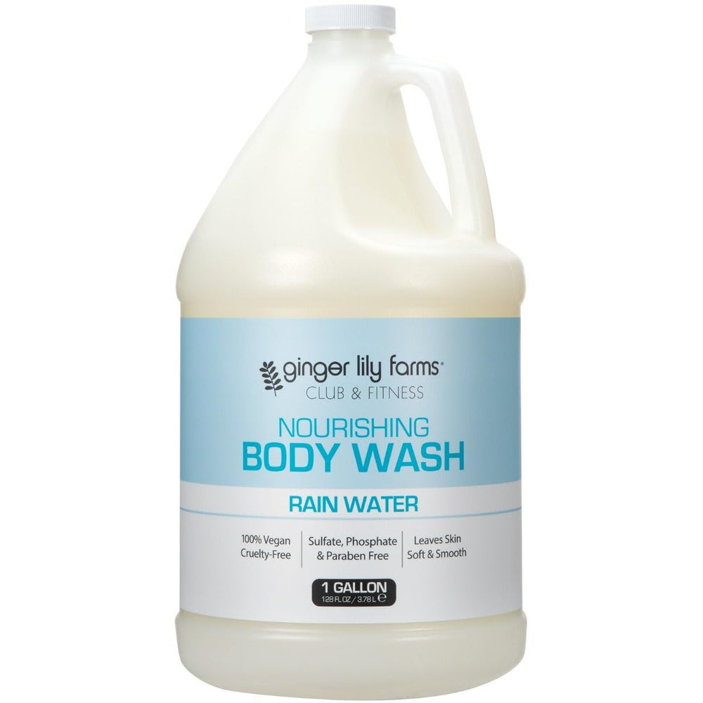 Ginger Lily Farms Club & Fitness bottle pour showing creamy lather for post-workout refreshment