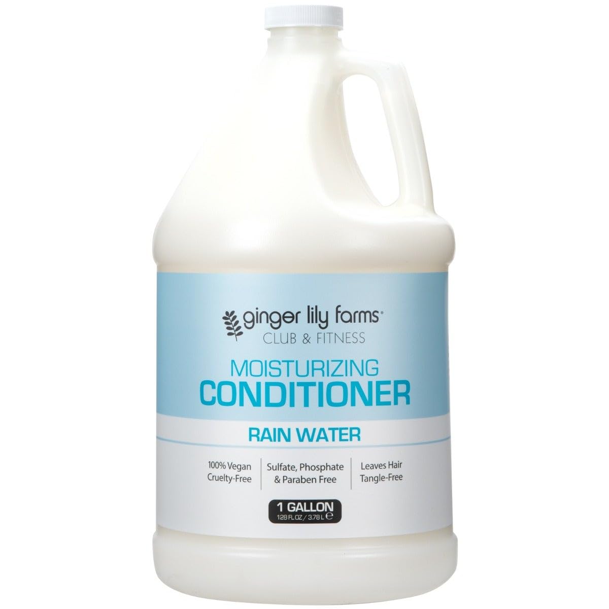 Ginger Lily Farms Club & Fitness conditioner bottle with rain water scent for smooth, hydrated hair