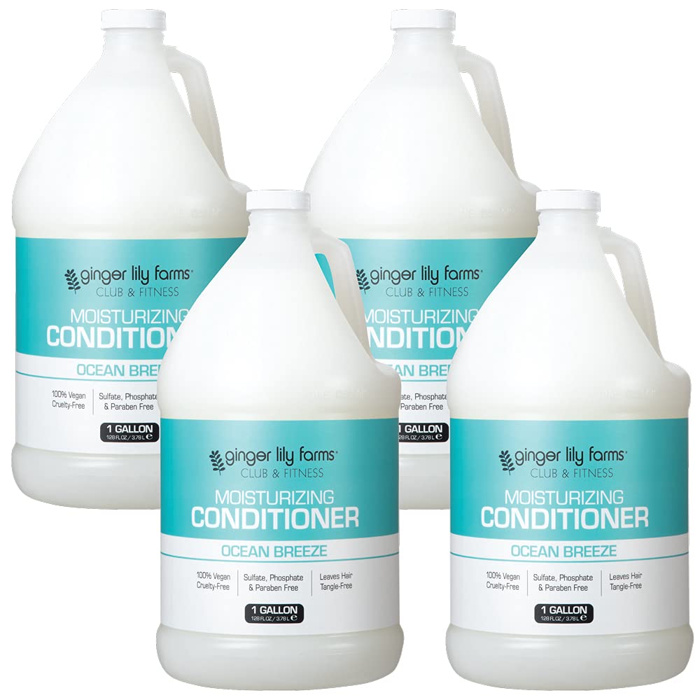 Ginger Lily Farms Club & Fitness conditioner bottle delivers weightless hydration for dry hair.