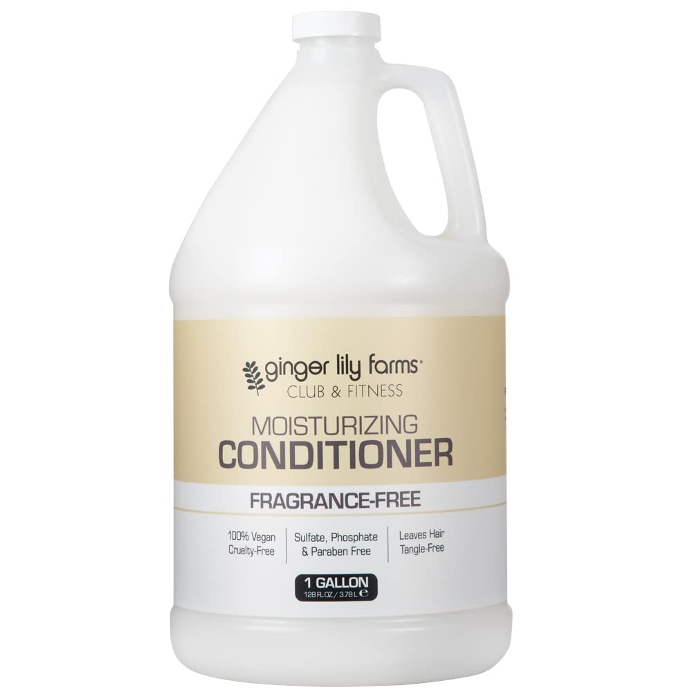 Ginger Lily Farms Club & Fitness fragrance-free conditioner bottle showing weightless hydration