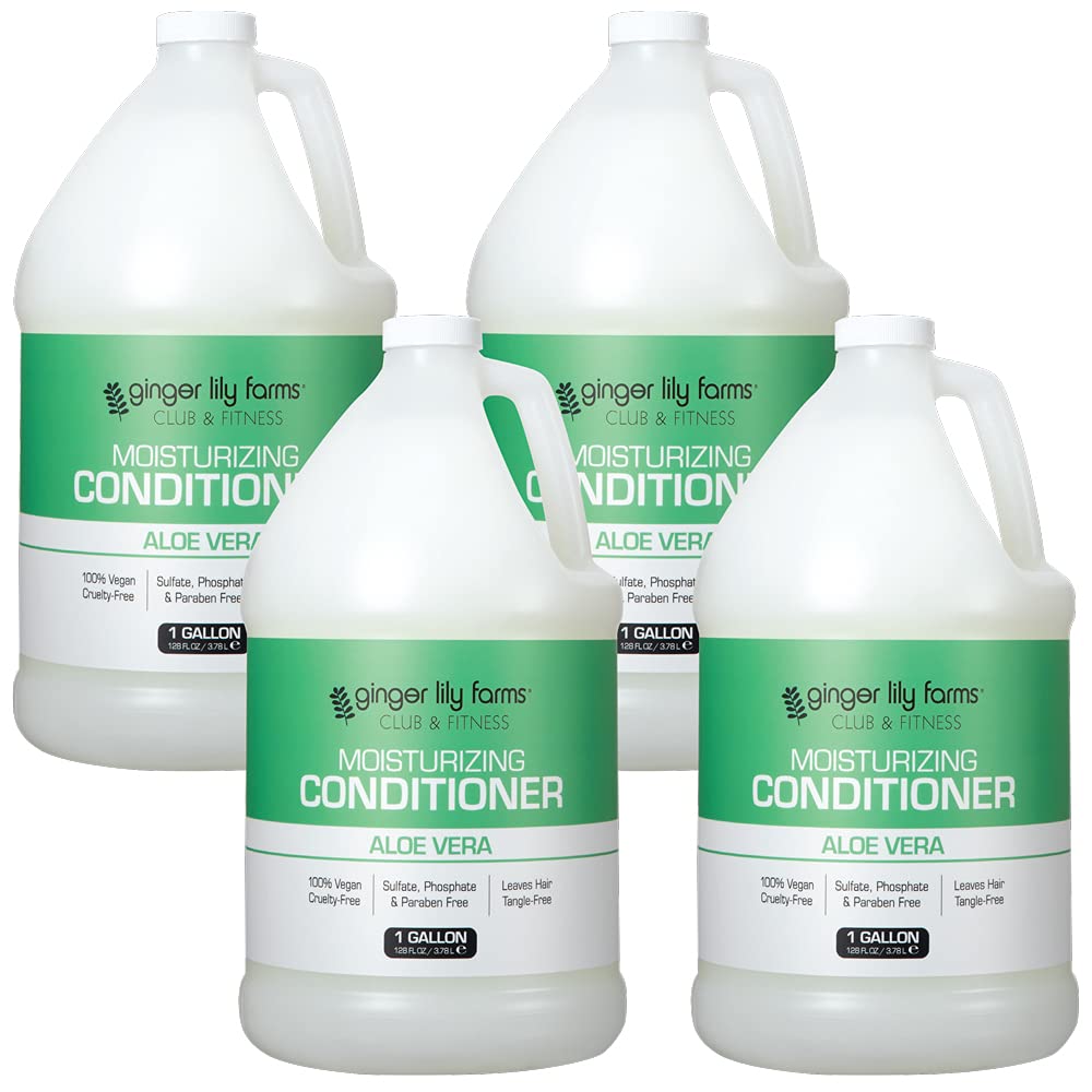 Ginger Lily Farms Club & Fitness Moisturizing Conditioner bottle hydrates dry hair.