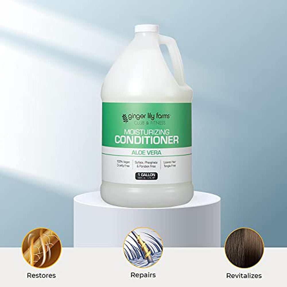 Ingredients list graphic on Ginger Lily Farms conditioner packaging.