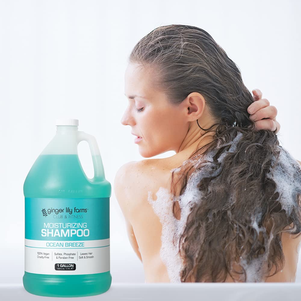Ocean breeze scent offers a refreshing shower experience with Ginger Lily Farms shampoo