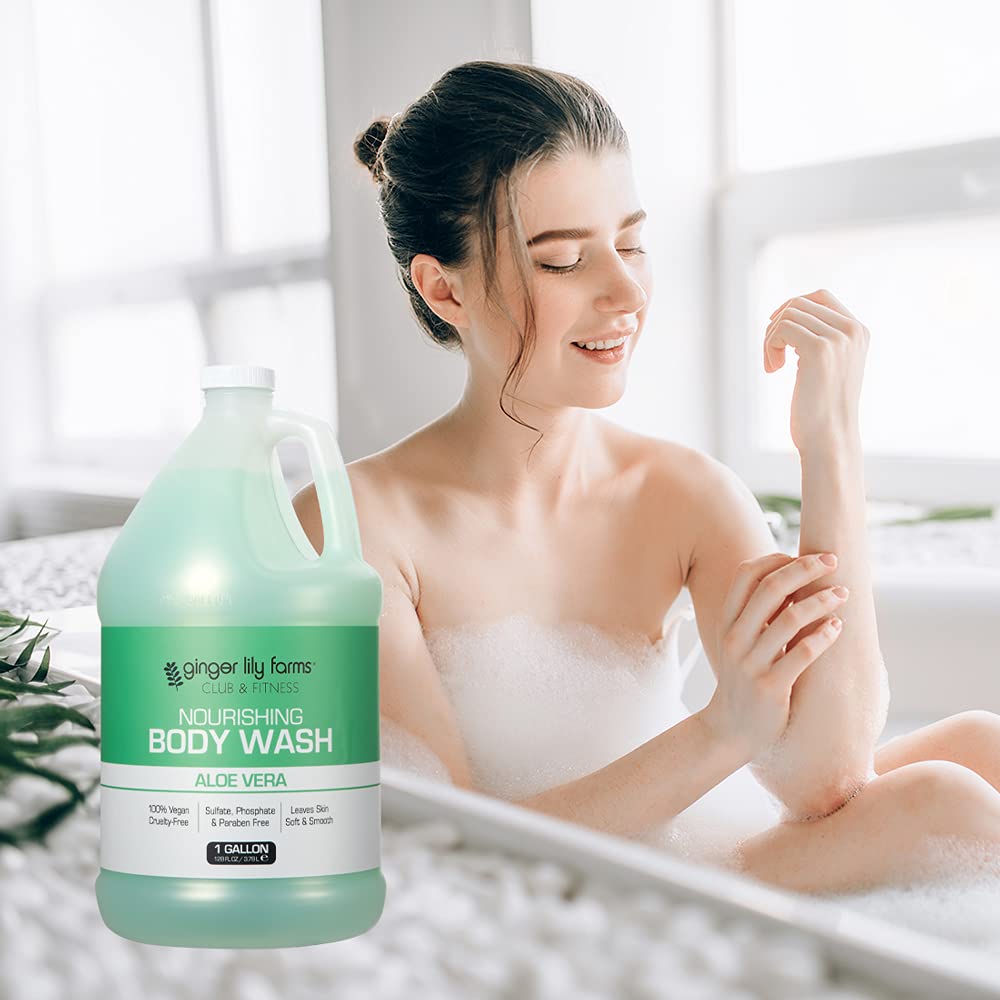 Ginger Lily Farms Club and Fitness Nourishing Body Wash refill-pack highlights eco-friendly option.