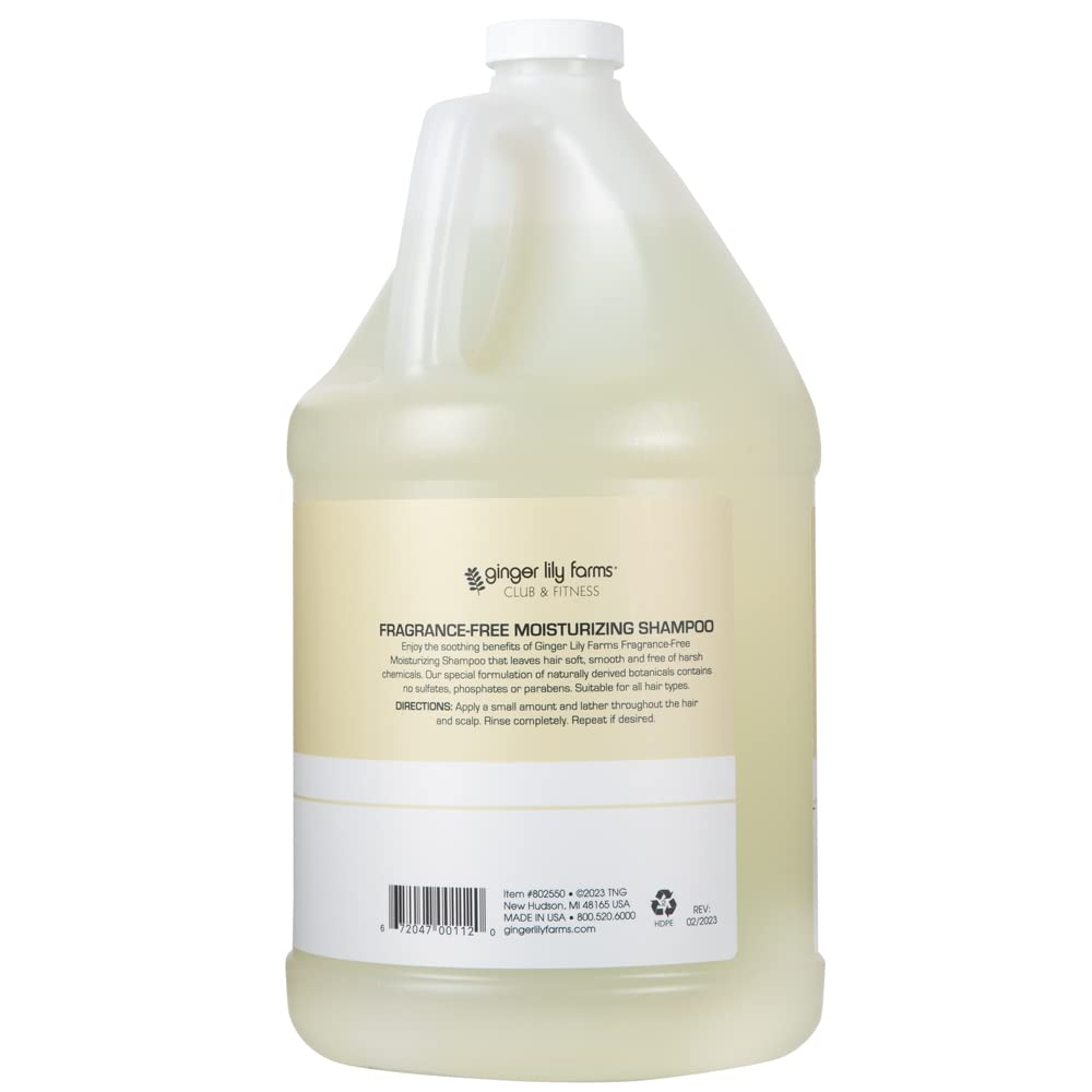 Ginger Lily Farms Club & Fitness shampoo label close showing vegan and cruelty-free claims.