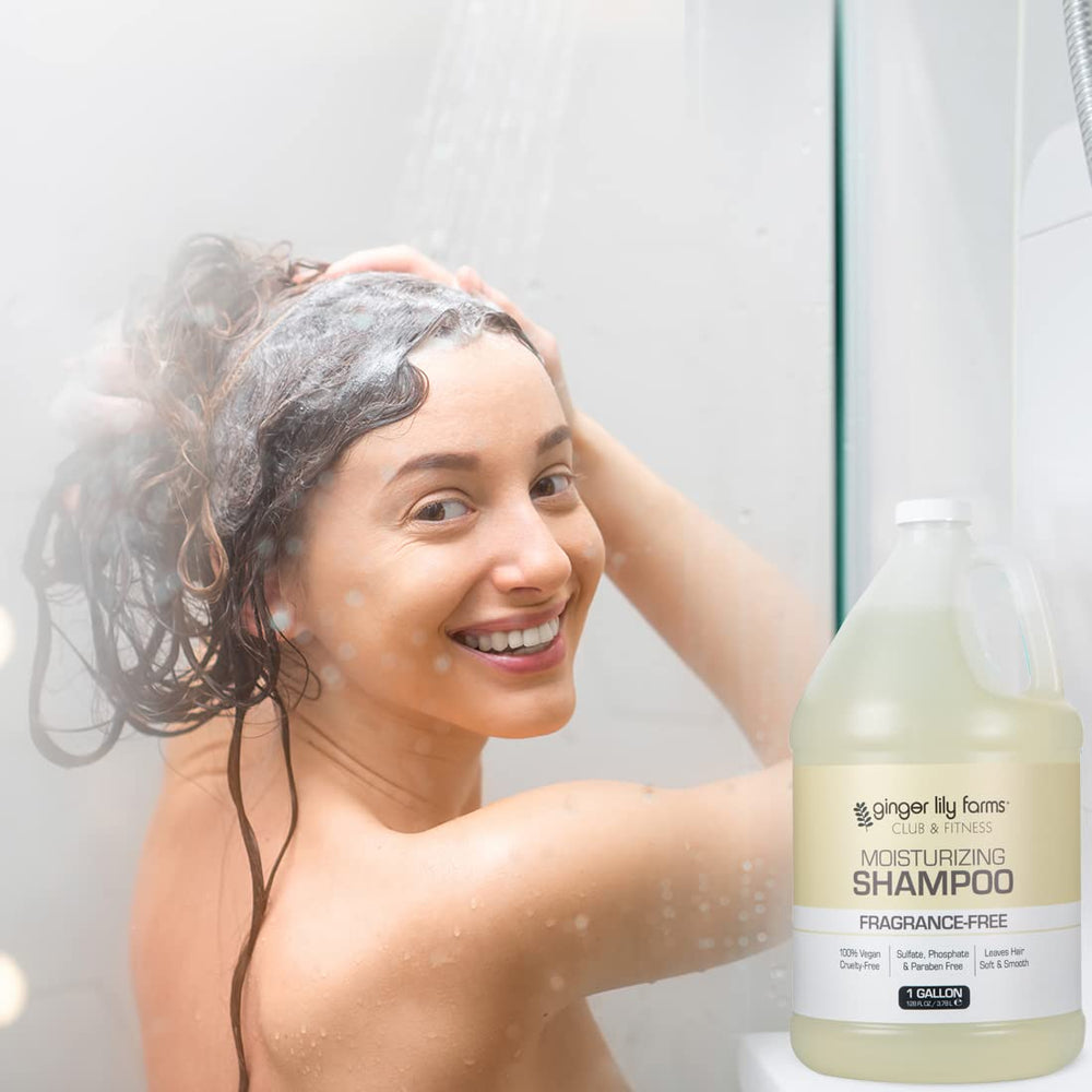 Ginger Lily Farms Club & Fitness shampoo texture close-up shows moisturizing formula.
