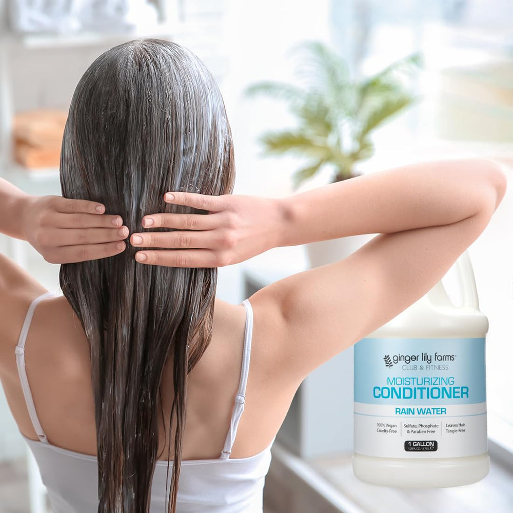 Shower dispensers in gym using Ginger Lily Farms refill program