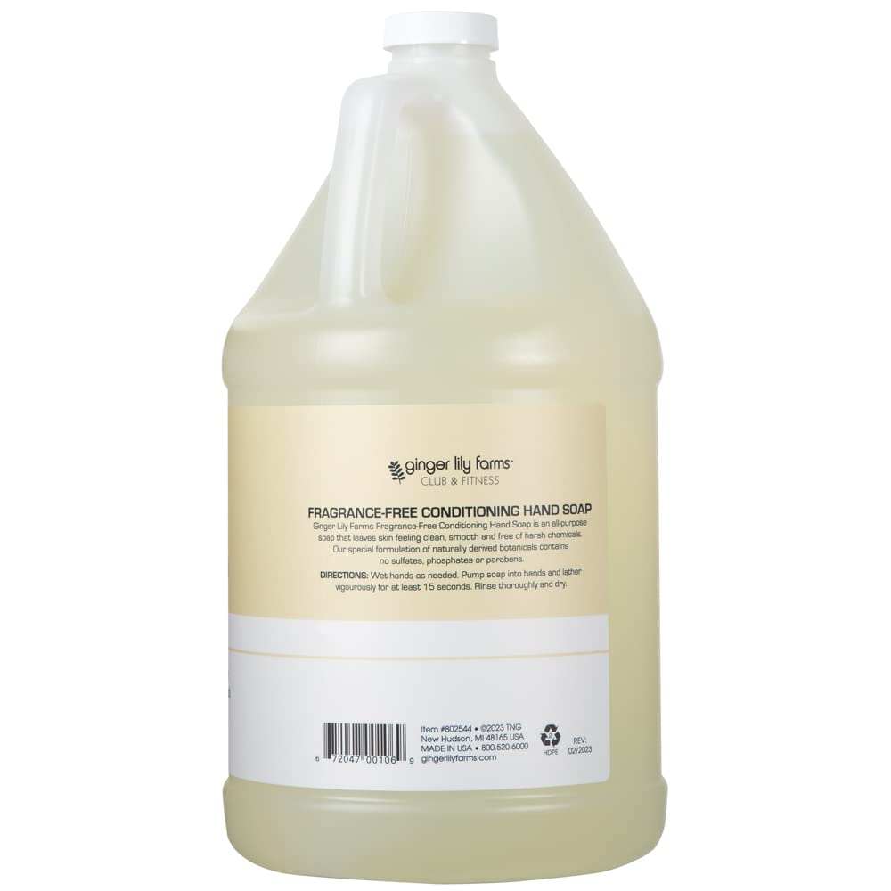 Ginger Lily Farms fragrance-free hand soap bottle closeup highlighting gentle cleansing.