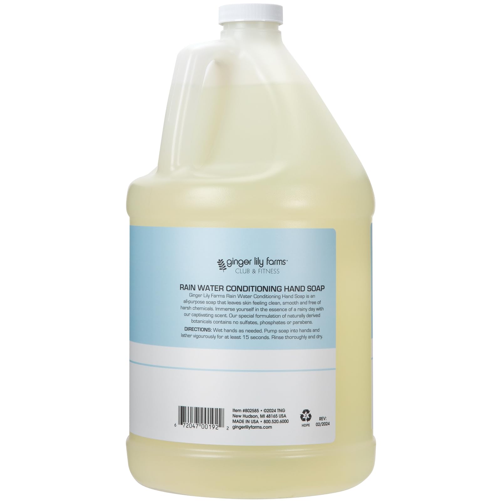 Ginger Lily Farms gallon refill packaging minimizes plastic while keeping dispensers stocked.