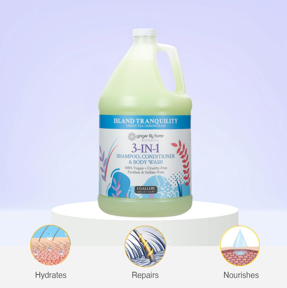 Ginger Lily Farms gallon refill packaging emphasizes eco-friendly refills