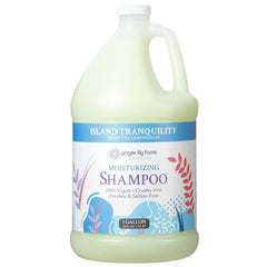 Ginger Lily Farms Island Tranquility shampoo lather promoting lasting moisture.