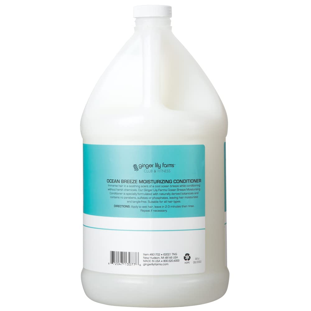 Ginger Lily Farms Ocean Breeze scent bottle offers soothing aroma during showers.