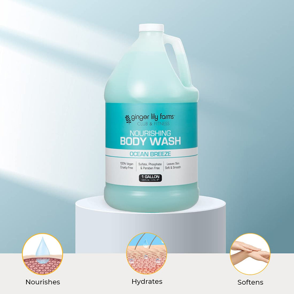 Ginger Lily Farms Ocean Breeze scent bubbles for a refreshing shower.