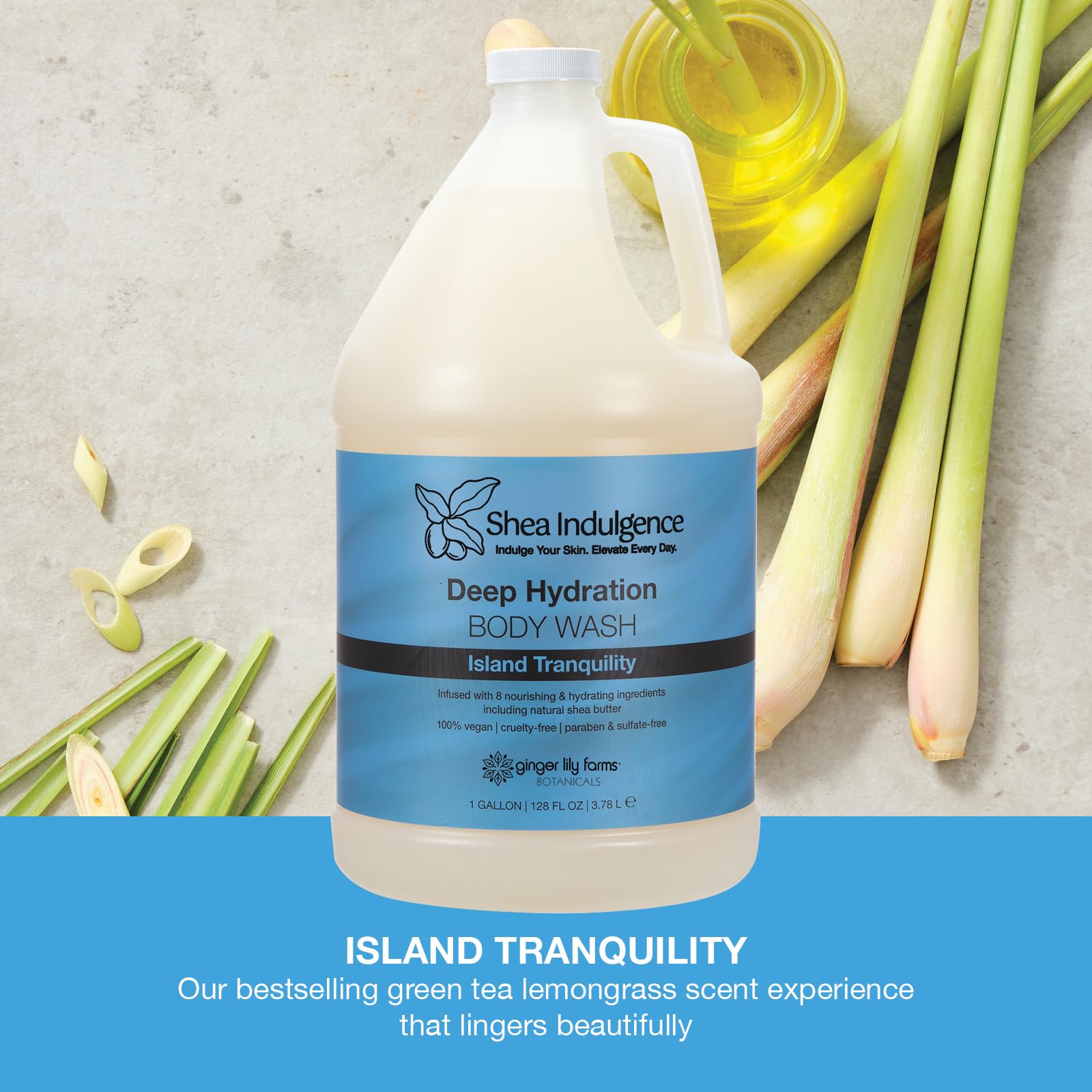 Green Tea Lemongrass scent close-up evokes calming spa-like freshness.