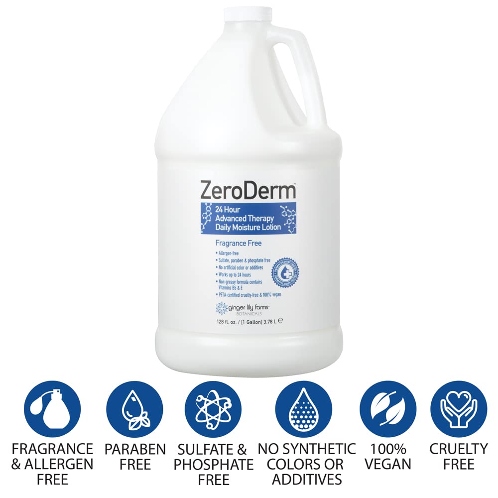 Ginger Lily Farms ZeroDerm lotion being applied to hands for immediate softness.