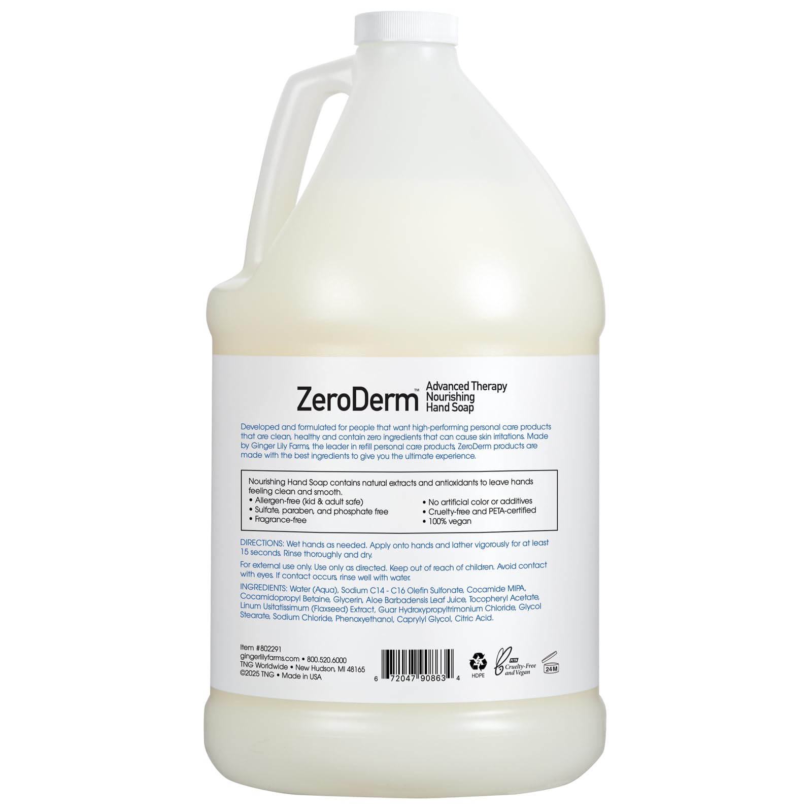 Ginger Lily Farms ZeroDerm rich lather supports gentle cleansing for daily use