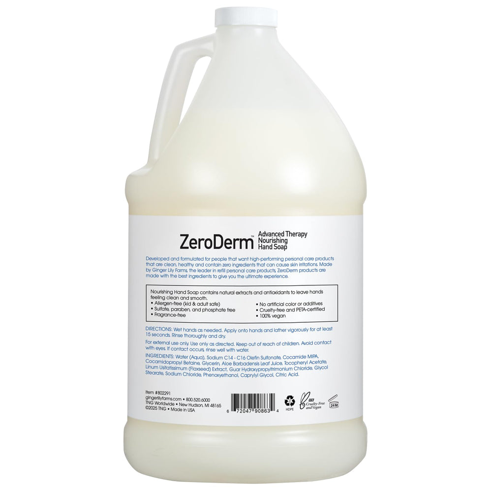 Ginger Lily Farms ZeroDerm rich lather supports gentle cleansing for daily use