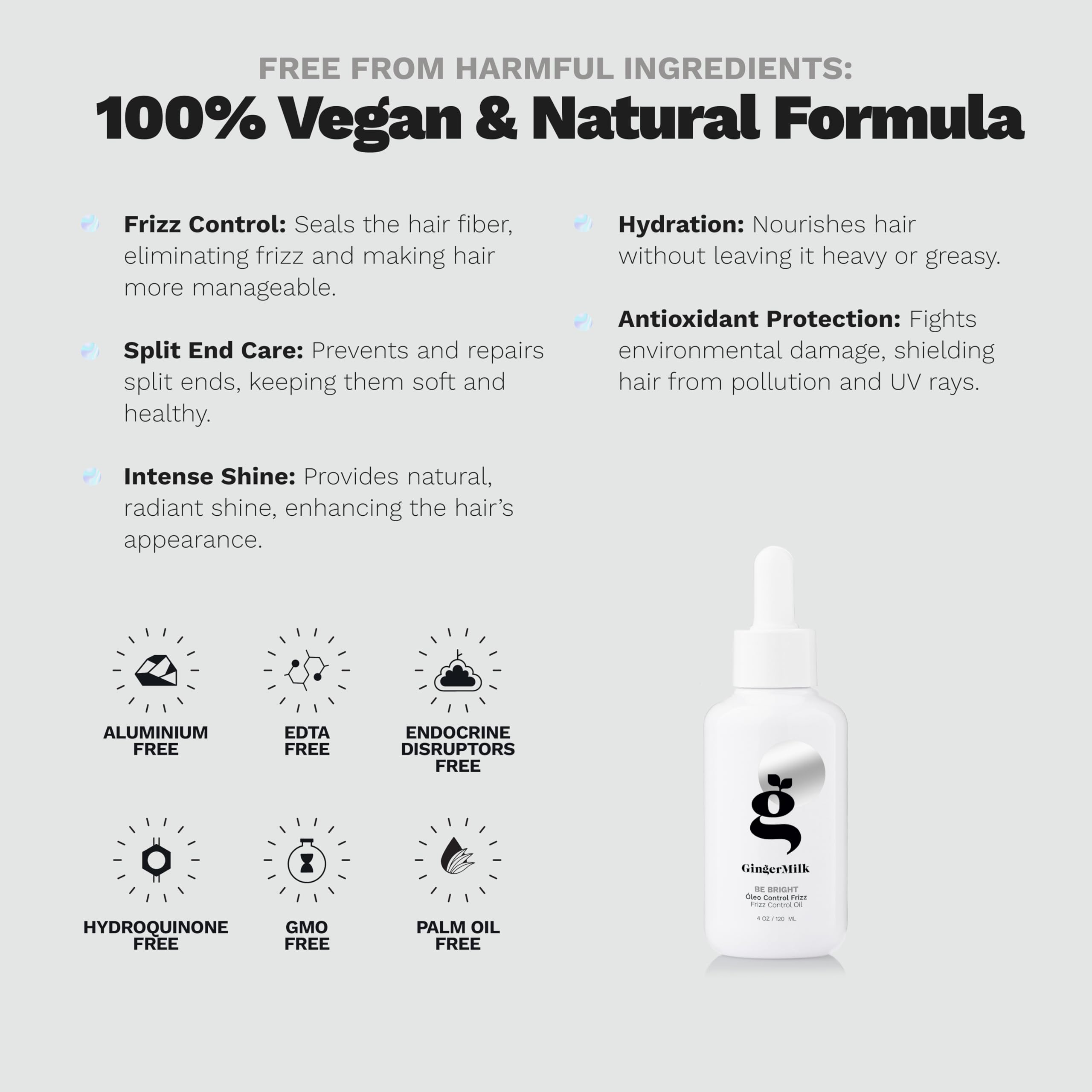Damp hair application with Ginger Milk oil seals moisture.