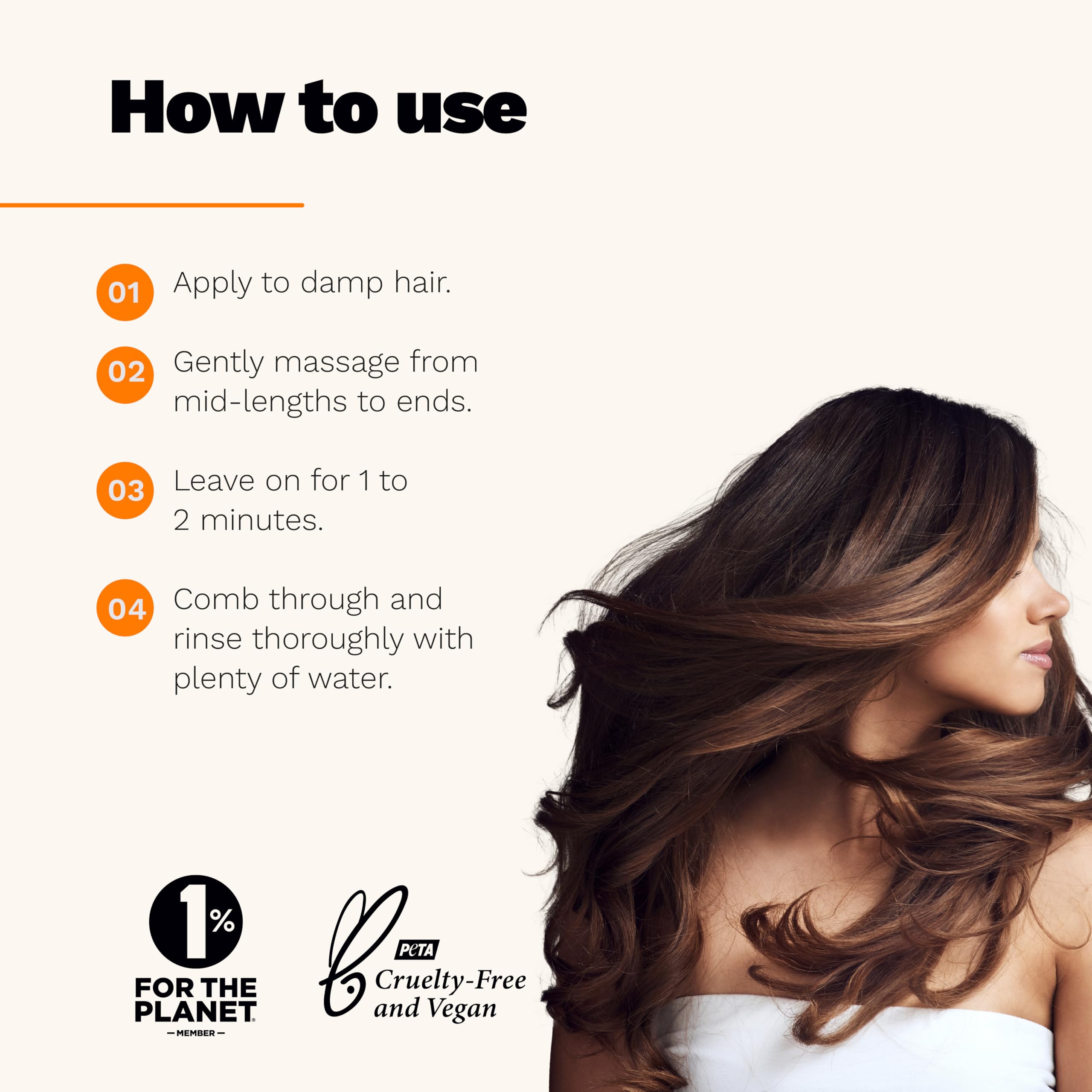 Hair mid-lengths treated with BE HONEST conditioner for detangling