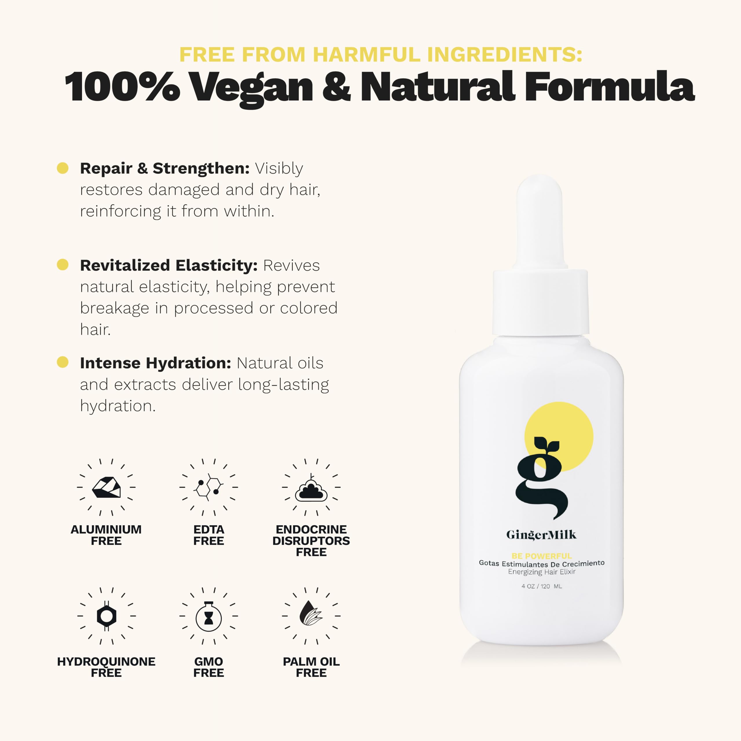 Ginger Milk serum with biotin, apigenin, and oleanolic acid for root strength.