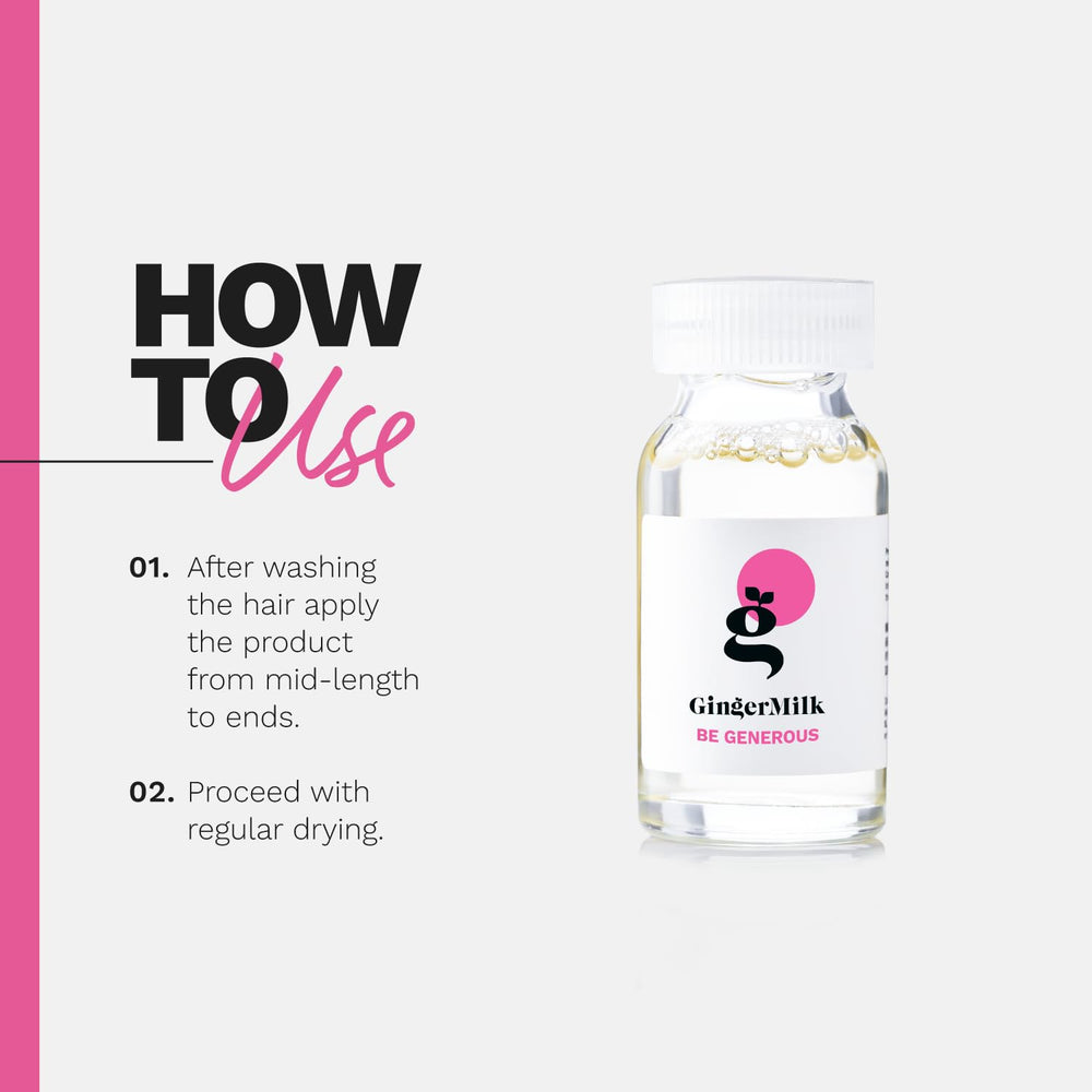 Ginger Milk Nutritive Ampoule with grapeseed oil for light slip and shine.