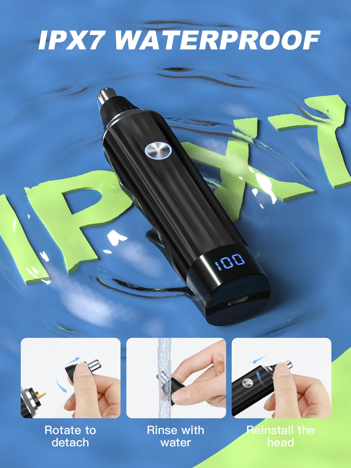 Ginity compact pen-like design fits easily in pocket for travel grooming.